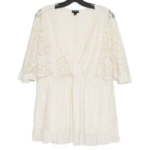 Torrid Plus Size 2X Lace Peplum Top Cream Coquette Cottagecore Boho Romantic